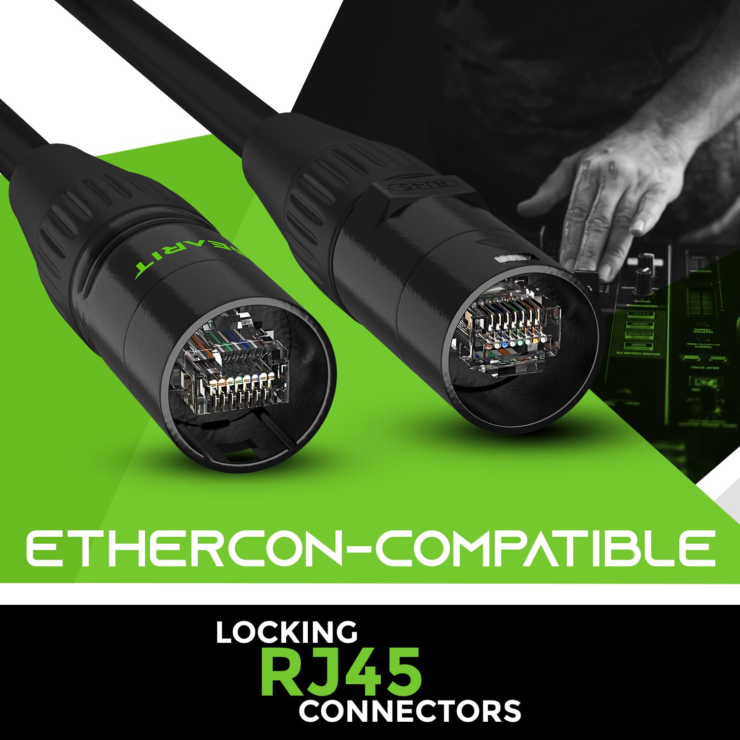 Gearit Cat6 Ethernet Cable, Ethercon Compatible (100 Feet) Rj45 Connectors For Pro Audio, Aluminum Shielded, Oxygen Free Copper